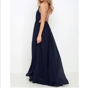 Deep Navy Blue Strappy Back Maxi Dress